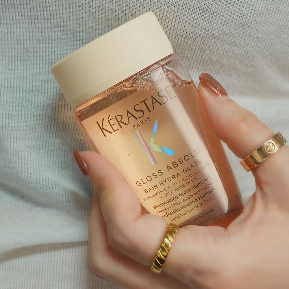 Kerastase Gloss Absolu Hydra-Illuminating Shampoo 80ml ,Kerastase Gloss Absolu Hydra-Illuminating Shampoo , Kérastase Gloss Absolu Shampoo for All Hair Types with Glycolic Acid, Hyaluronic Acid & Wild Rose